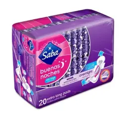 Saba Maxi Night Pads with Wings - 20ct