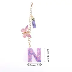 Unique Bargains Star Sequin Letter N Butterfly Tassel Water Cup Pendant Purple 1 Pc