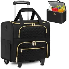 Rolling Laptop Bag, 15 Inch Rolling Briefcase with Wheels &Detachable Cart, Roller Computer Teacher Tote Bag