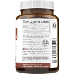 USDA Organic Ceylon Cinnamon Tablets, 1000mg Cinnamon Quill Powder, Supports Metabolism & Cognition, Immune Support, Health's Harmony, 30, 60 or 120ct
