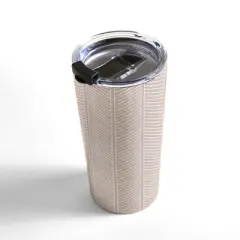 Little Arrow Design Co Organic Chevron in Rose 20 oz Stainless Steel Travel Mug - Deny Designs