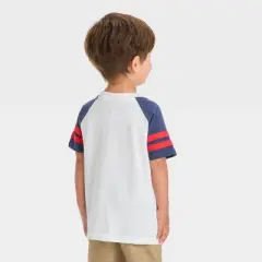 OshKosh B'gosh Toddler Boys' Short Sleeve Henley T-Shirt - Cream/Navy Blue