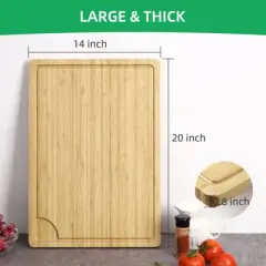 Cutting Board for Kitchen, with Juice Groove and Handles, Over Sink Chopping Board, Dual-Sided Bamboo Chopping Block