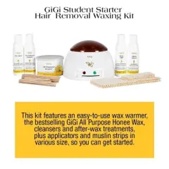 GiGi Student Starter Hair Removal Kit, Ultimate Waxing Set for Beginners, #0366 | For Brows, Upper Lip, Underarms, Chest, Legs, & Bikini Area