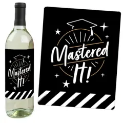 Big Dot of Happiness Mastered It - Master's Degree Graduation Party Decorations for Women and Men - Wine Bottle Label Stickers - Set of 4