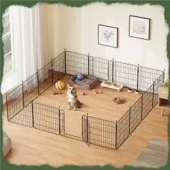 Yaheetech 24&Prime; Tall 16 Panels Foldable Panel Dog Playpen for Outdoor Indoor
