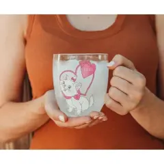 Silver Buffalo Disney The Aristocats Marie "XOXO" Glitter Handle Glass Mug | Holds 14 Ounces