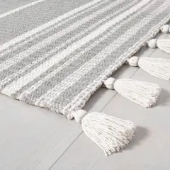 Pick Stitch Textured Stripe with Tassel Rug Jet Gray - Hearth & Hand&trade; with Magnolia