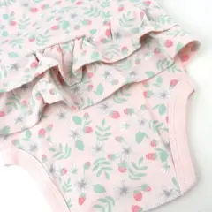 Honest Baby 3pk Sleeveless Ruffle Floral Bodysuit - Pink 3-6M