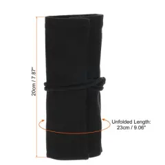 Unique Bargains Handmade Roll-Up Pencil Case Black