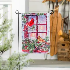 Cardinals in the Window Garden Suede Flag