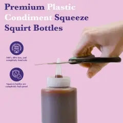 6-Pack 32oz Condiment Squeeze Bottles Durable Plastic with Funnel, Erasable Marker & Reusable Labels &acirc;&euro;&ldquo; Perfect for Sauces, Dressings & More