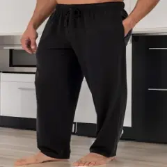 Men's Soft Cotton Knit Jersey Pajama Pants with Pockets, PJ Bottoms