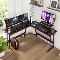 FDW L Shaped Desk Corner Gaming Desk Computer Desk with Large Desktop Studying and Working and Gaming for Home and Work Place