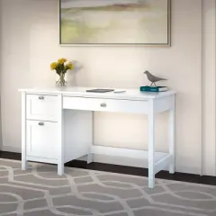 Broadview Computer Desk with Drawers Pure White - Bush Furniture