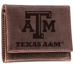Evergreen Texas A&M University Crazy Horse Collection Tri-Fold Wallet