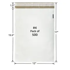 UOFFICE Pacl of 500 Poly Mailers Bags 12"x15.5" - #4 Envelopes with Self-Sealing Closure