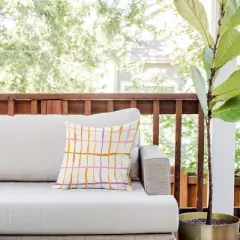 16"x16" Deny Designs D'Annick Summer Lines Outdoor Throw Pillow Orange: Abstract Design, Polyester Fill, Square Shape