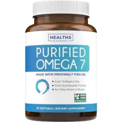 Purified Omega 7 Softgel Capsules, Provinal Sustainable Peruvian Anchovy Fish Oil Supplement, Health's Harmony, 30, 60 or 90ct