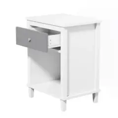 Organnice White Shelf Drawer Nightstand
