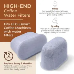 PURELINE Cuisinart Coffee Filter Replacement - 12 Pack Cuisinart Coffee Maker Water Filter - Charcoal Water Filter - for all Cuisinart Coffee Machines