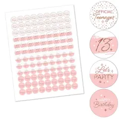 Big Dot of Happiness 13th Pink Rose Gold Birthday - Happy Birthday Party Round Candy Sticker Favors - Labels Fits Chocolate Candy (1 sheet of 108)