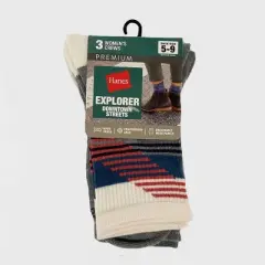 Hanes Explorer Downtown Streets 3pk Crew Socks - Red 5-9