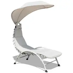 Tangkula Patio Chaise Chaise Lounge Chair with Canopy Cushioned Canopy Lounger