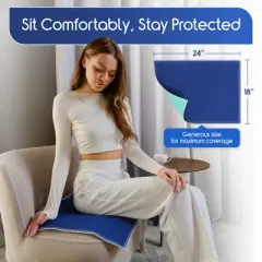 Inspire Washable Waterproof Underpad for Incontinence, Blue, 18 Inches x 24 Inches for Chairs Cribs and Furniture Protection 3 Pack