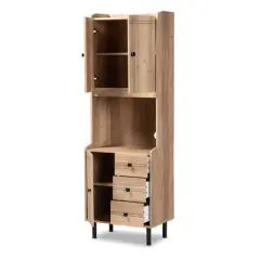 Patterson 3 Drawer Kitchen Storage Cabinet Oak/Brown - Baxton Studio