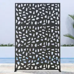 Dovelina Metal Outdoor Privacy Screen Freestanding Patio Decorative Screens - 72"x47", Black, Dean
