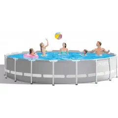 Intex 18ft X 48in Prism Frame Pool Set with Filter Pump, Ladder, Ground Cloth & Cover