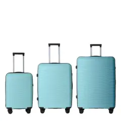 INFURNIC Bag And Luggage Sets Rolling Suitcase Set 3 Piece Hard Suitcases with Wheels, Lightweight Travel Luggage, Blue, 21.46"*12.01"*30.51"