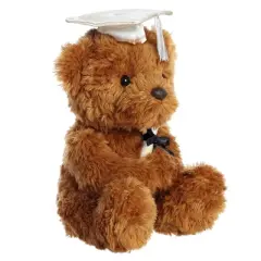 Aurora Graduation 8.5" Wagner Bear White Cap Brown Stuffed Animal