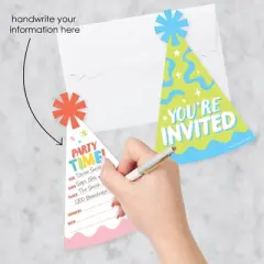 Big Dot of Happiness Party Time - Shaped Fill-In Invitations - Happy Birthday Party Invitation Cards with Envelopes - Set of 12
