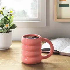 13oz Stoneware Artisan Mug Coral - Room Essentials&trade;: Coffee Cup, Microwave & Dishwasher Safe, Hot/Cold Beverages