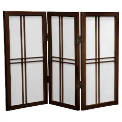 2 ft. Tall 3 Panels Desktop Double Cross Shoji Screen Walnut - Oriental Furniture