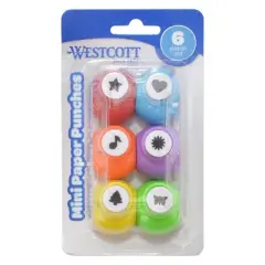 Westcott&reg; Mini Paper Punches, 6 Per Set, 2 Sets