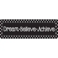 Ashley Productions&reg; The Original Fun Mat&trade;, Mat Runner, 15.5" x 47", Dream Believe, Achieve, Black with White Dots