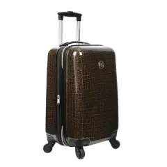 Anne Klein Signature 20" Metal Plate Logo Hardside Carry-On Printed Adult Hardside Fashion Rolling Luggage