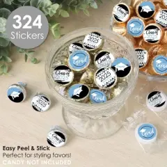 Big Dot of Happiness Light Blue Grad - Best is Yet to Come - 2025 Graduation Party Small Round Candy Stickers - Party Favor Labels - 324 Count