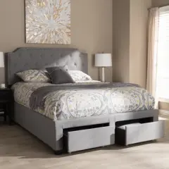 Aubrianne Modern and Contemporary Fabric Upholstered Storage Bed Gray - Baxton Studio