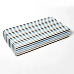 Bacati - Pin Stripes Printed Aqua Teal Beige Chocolate 100 percent Cotton Universal Baby US Standard Crib or Toddler Bed Fitted Sheet