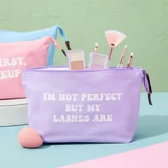 6 Pack Small Cosmetic Canvas Makeup Bags with Zipper, 3 Colors and Designs (8 x 4 x 6 In)