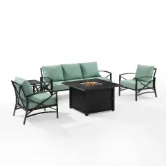 Kaplan 5pc Outdoor Sofa Set with Fire Table - Mist - Crosley