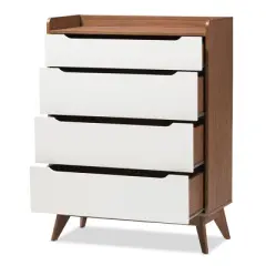 Brighton Mid-Century Modern Wood 4 Drawer Storage Chest Brown - Baxton Studio