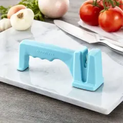 Farberware Tabletop Sharpener: Manual Knife & Steel Sharpener, Stainless Steel & Plastic, Hand Wash, Green, 7.68" Length