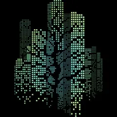 Junior's Design By Humans City Lights and Tree By alnavasord T-Shirt