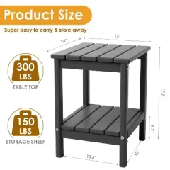 MOEPISY 2-piece Adirondack Side Table, 2-tier outdoor side table with storage shelf Grey