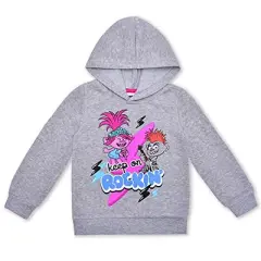 Universal Girl's 2-Pack Keep It Happy Trolls Zip Up Hoodie and Pullover Hooded Sweatshirt Set for toddler
